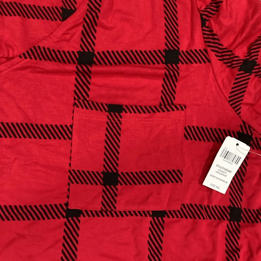 Soma Cool Nights Long Sleepshirt- Serenity Plaid - Picture 7 of 8